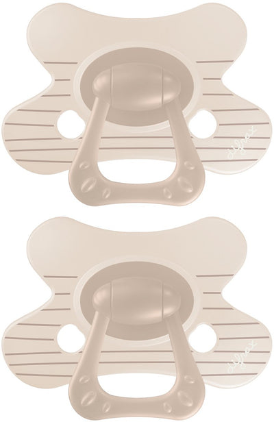 Difrax fopspeen natural - 6 tot 12 maanden - bruine strepen - 2 stuks