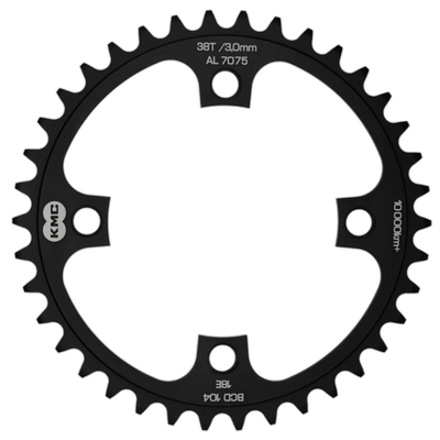 KMC Gear 38T, aluminio 1 2x1 .bcd 104 mm. Línea de cadena 3.0 mm de velocidad única