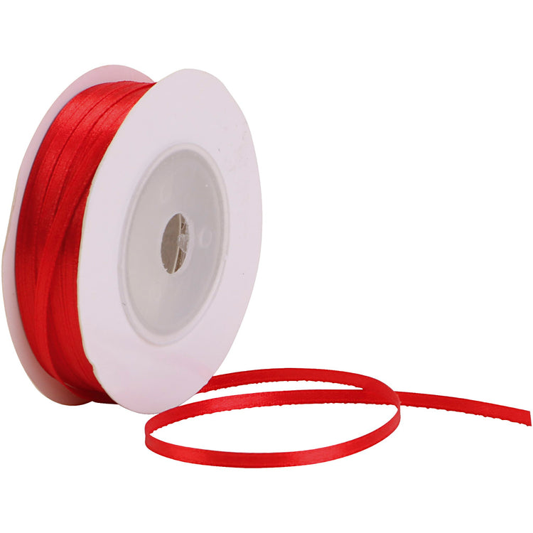 Creative Company Satin Ribbon, B: 3 mm, rosso, 30 m 1 rotolo