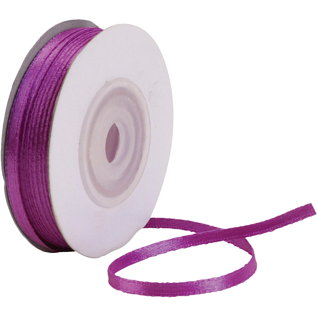 Creative Company Satin Ribbon, B: 3 mm, viola scuro, 30 m 1 rotolo