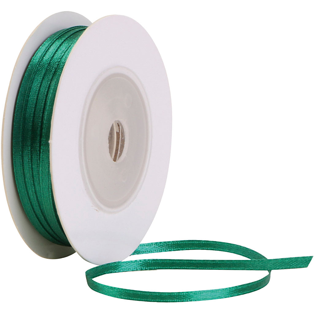 Creativ company cinta de raso, ancho: 3 mm, verde oscuro, 30 m 1 rollo