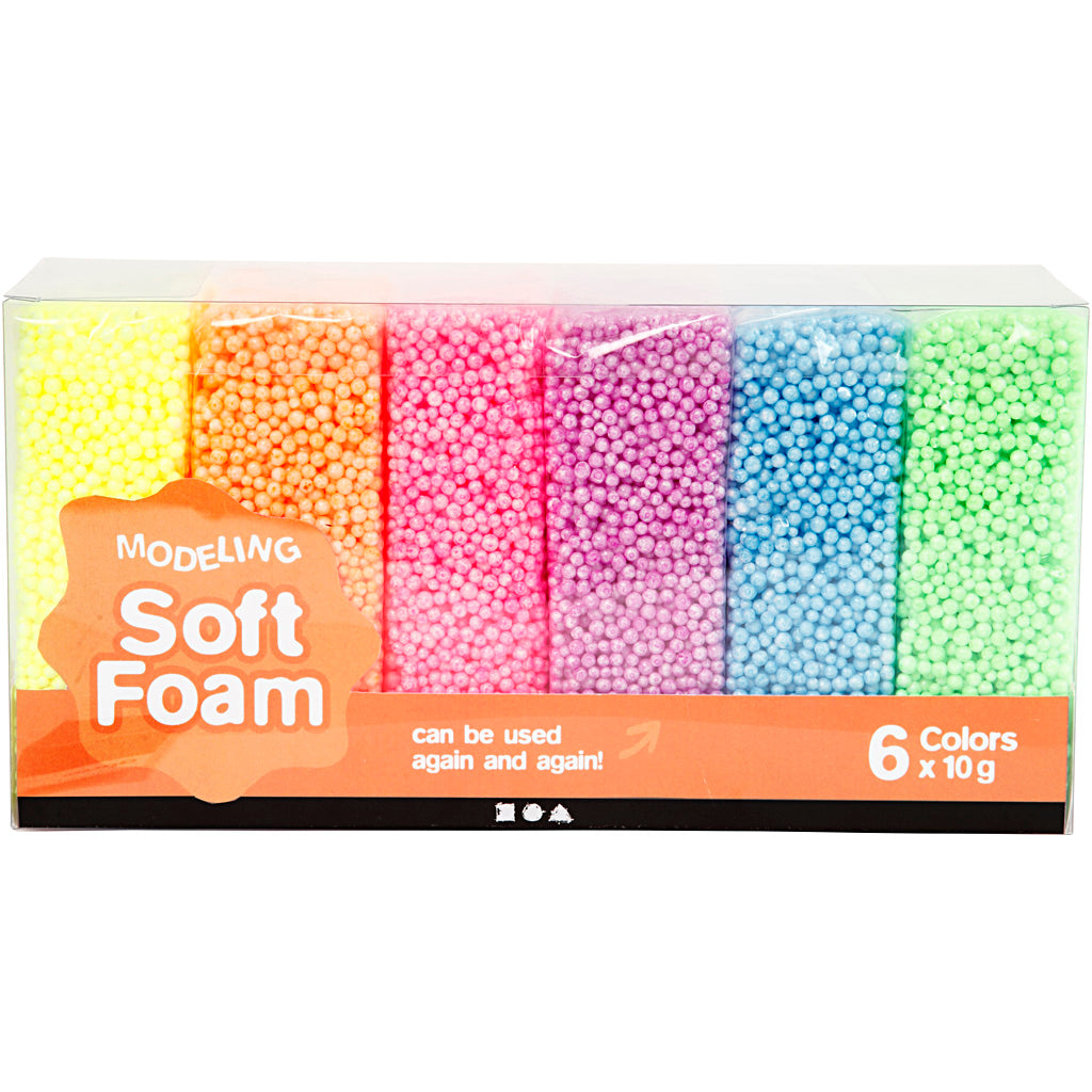 Colori neon di argilla in schiuma morbida, 6x10gr.