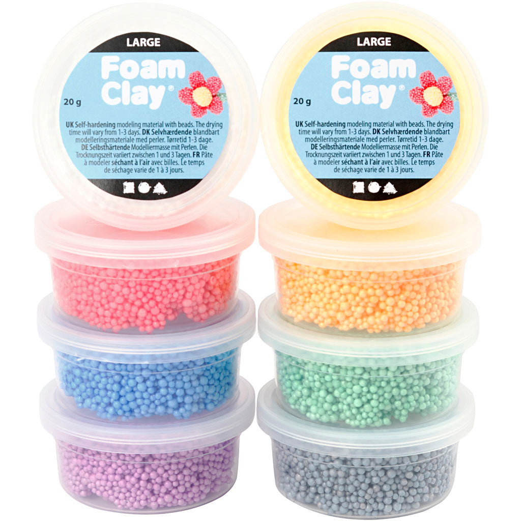 Foam clay grande, vari colori, 8x20 gr 1 scatola