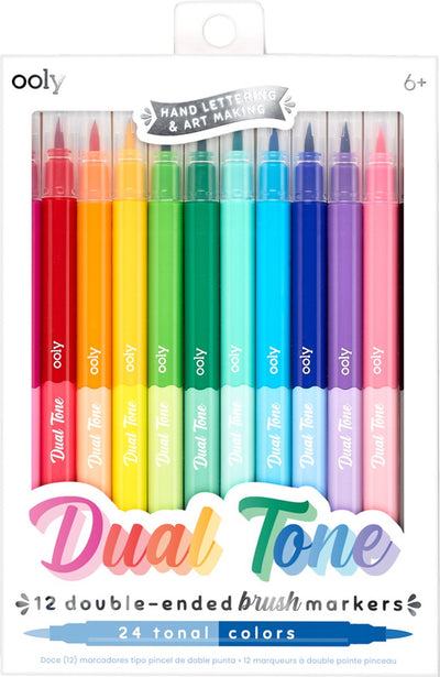Ooly - dual tone - rotulador de pincel de doble punta - 12 rotuladores de pincel de doble cara