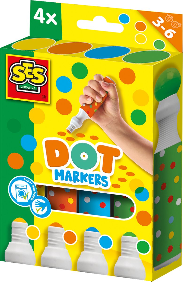 Ses creative 14600 - rotuladores de puntos para niños - hacer dot art - 4 rotuladores de puntos xxl - hacer puntos grandes