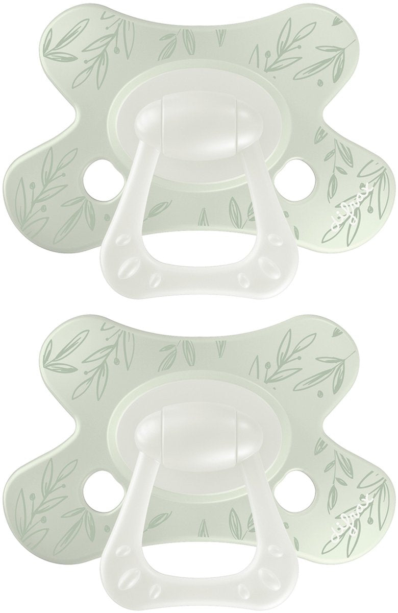 Ciuccio naturale Difrax - da 6 a 12 mesi - foglie - verde - 2 pezzi