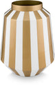 Pip studio vaas stripes - bloemenvaas van metaal - wit goud - 24x29cm
