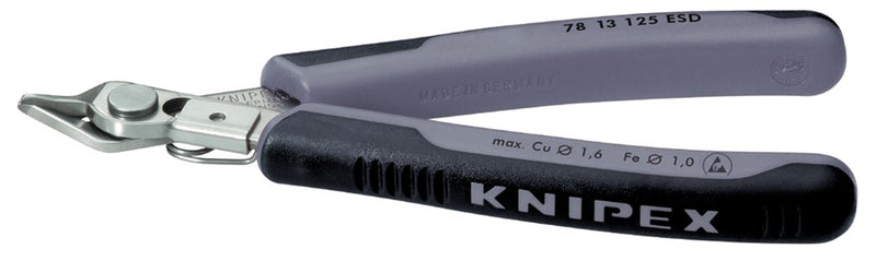 Knipex electronic super knips esd 78 13 125 esd elektronica-tang (grijs)