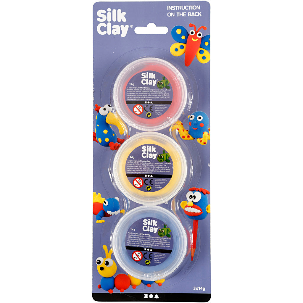 Silk clay ®, blue, red, yellow, 3x14 gr 1 box