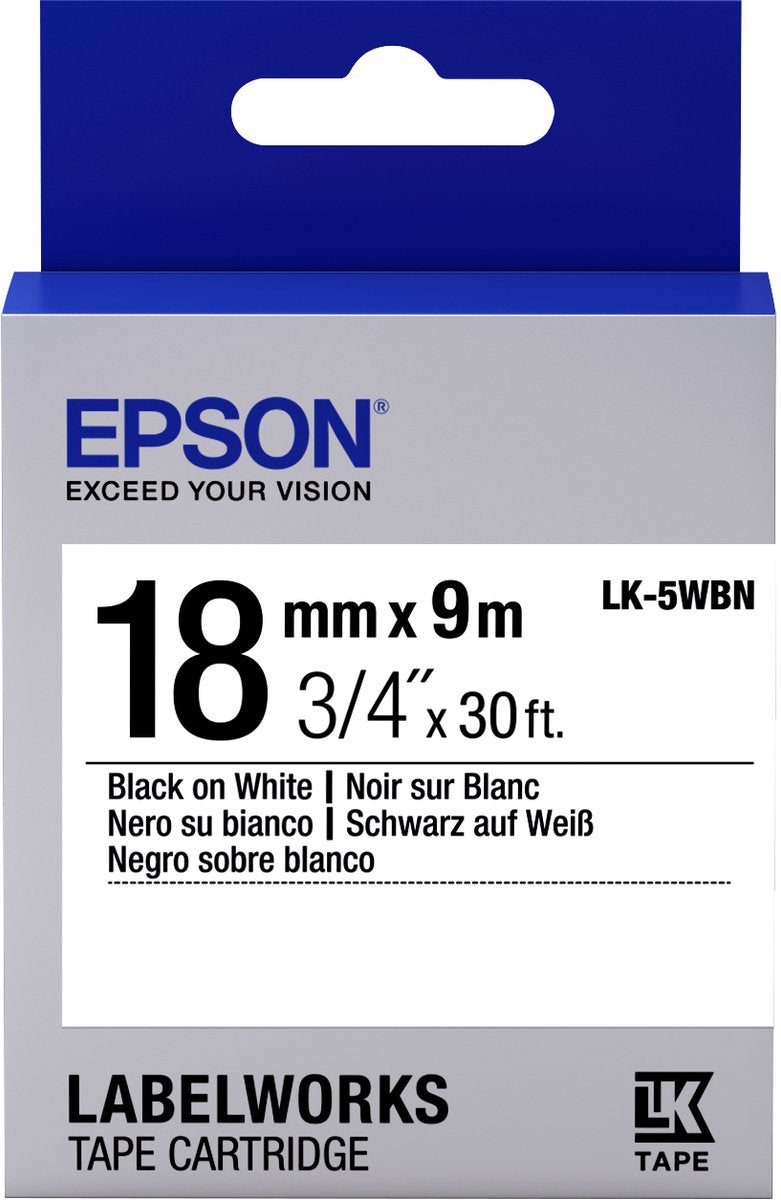 Nastro per stampante per etichette Epson lk-5wbn