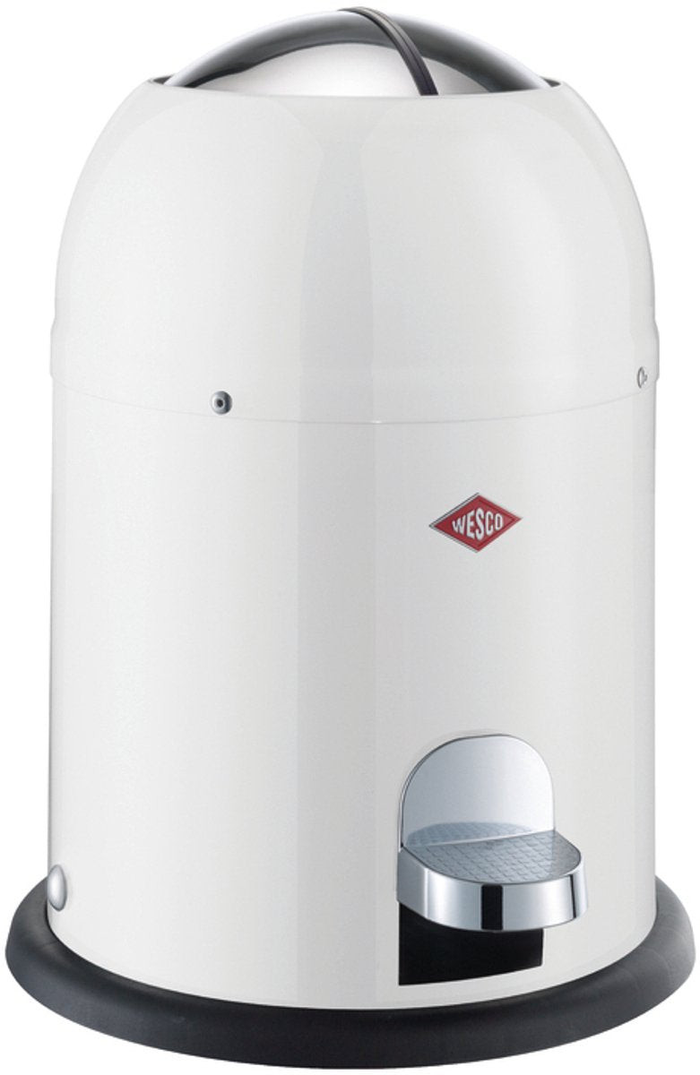 Cubo para cosméticos Wesco mini master en chapa de acero con recubrimiento en polvo blanco, capacidad de 6 litros, cubo interior de plástico, pedal