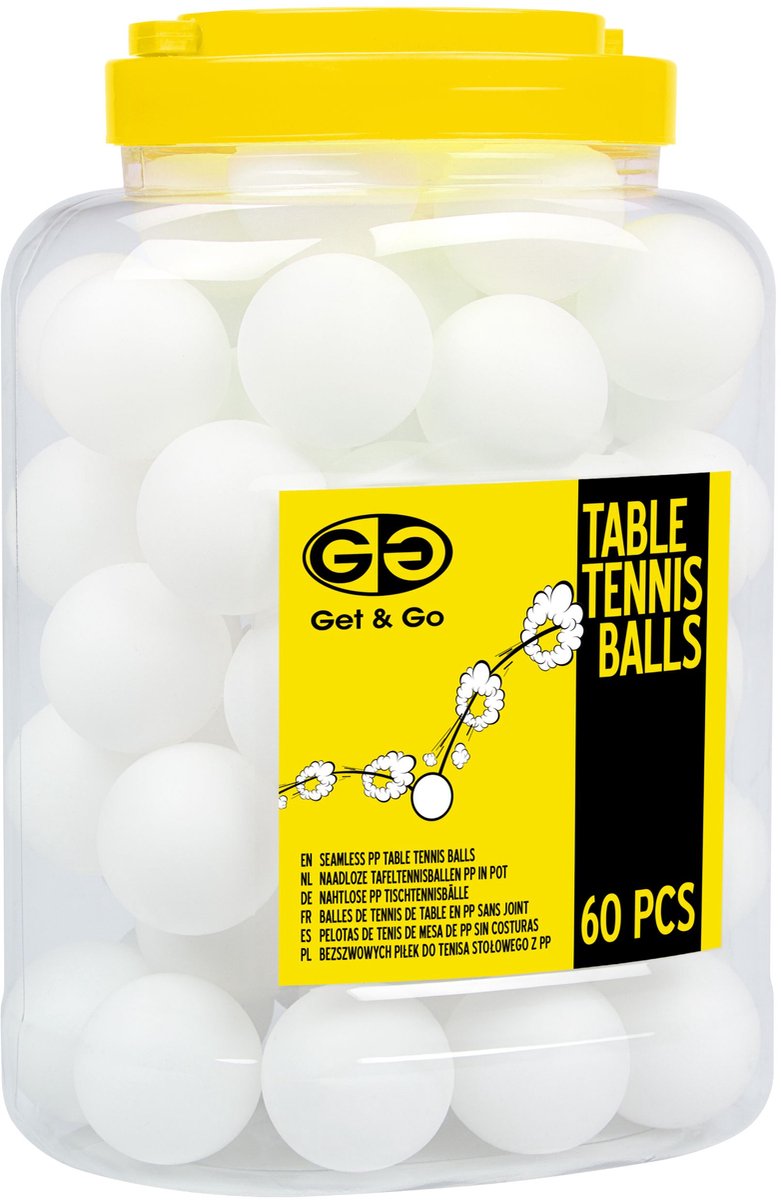 Get go pelotas de tenis de mesa - pp - en frasco - 60 piezas - blanco