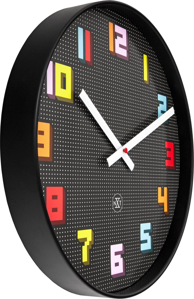 Nexttime nxt game – wall clock – 35 cm – abs – black multicolor – silent