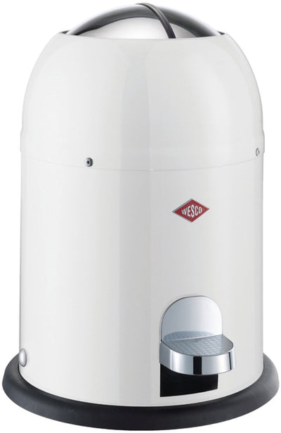 Secchio per cosmetici Wesco mini master in bianco, lamiera d'acciaio verniciata a polvere, capacità 6 litri, secchio interno in plastica, pedale