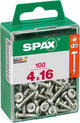 Tornillo para madera Spax torx cabeza convexa - 4,0x16mm - t10 - 100 piezas