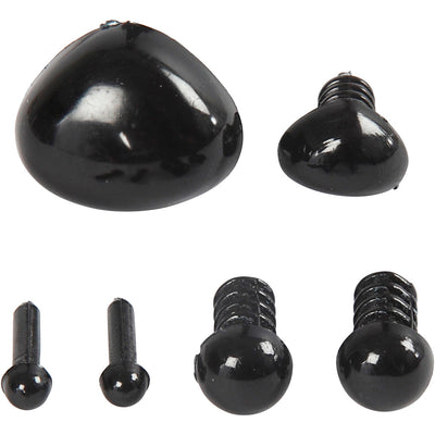 Ojos y narices - Negro, 20 sets