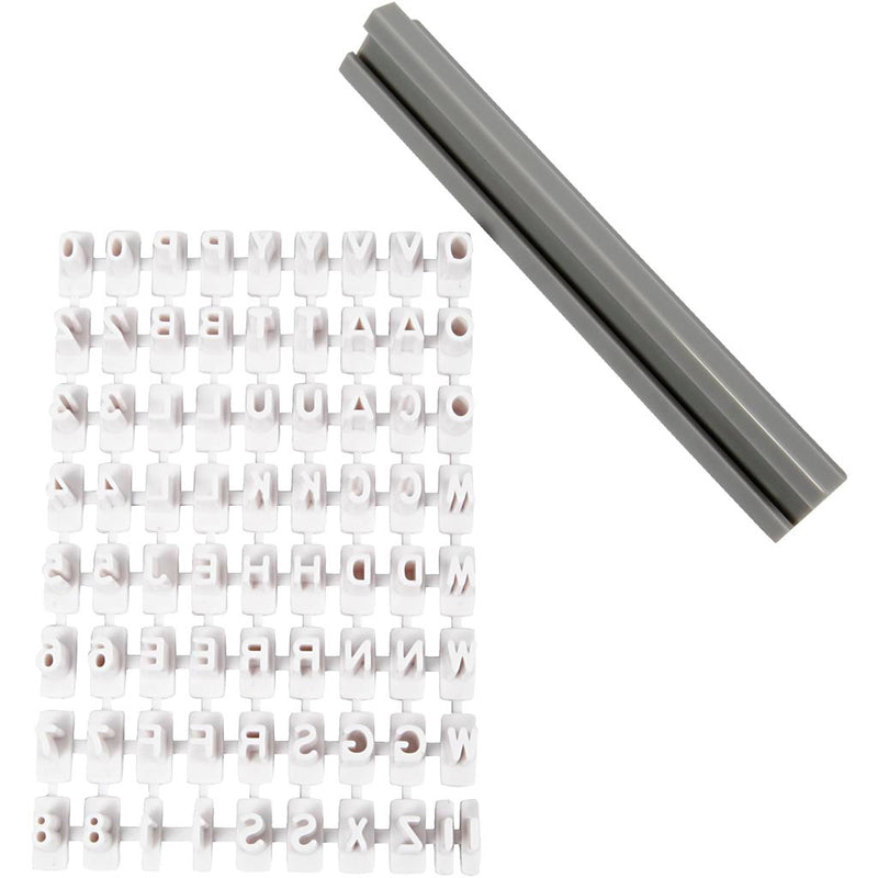 Conjunto de sellos de la empresa Createiv Letras y figuras de goma blanca