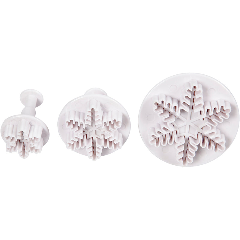 Formine per biscotti Creativ company con timbro, fiocco di neve, d 3,2+4,8+6,5 cm, bianco, 3 pezzi 1 scatola