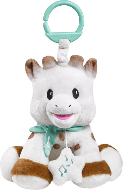 Peluche musical Sophie la jirafa - colgante musical - juguete para bebé - regalo de maternidad - regalo de baby shower - a partir de 0 meses - 27x11x23 cm - felpa - blanco marrón turquesa