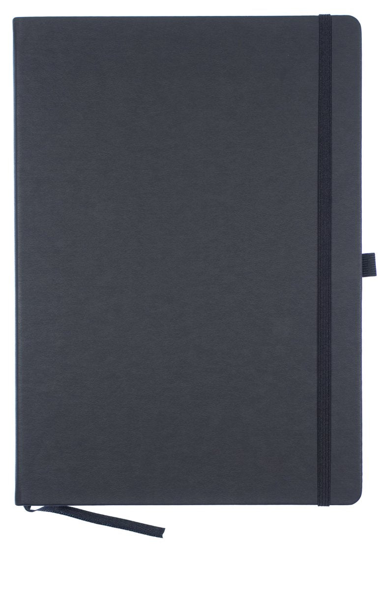 Quaderno Kangaro - a4 - nero - con riga - con chiusura elastica, nastro e portapenna - k-552261