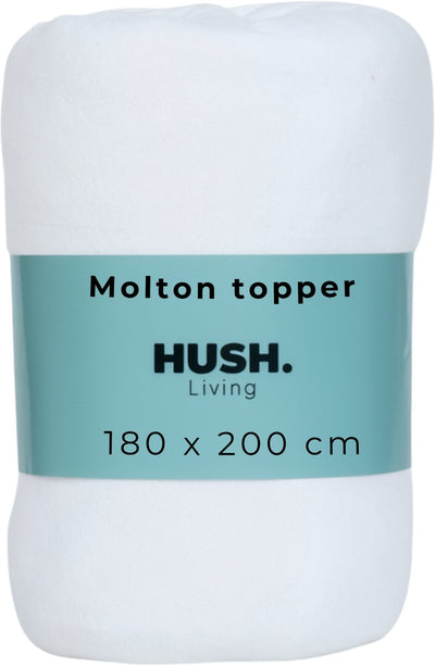 Hush. living hush living molton topperbeschermer - 80%katoen 20%polyester - uitstekende vochtopname - vormvast - comfort en duurzame bescherming - 180x200+15cm