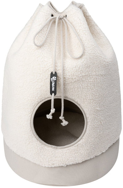 District 70 casa teddy - trendy kattenhuis van superzachte stof - afmetingen 45 x 45 x 60 cm - cream