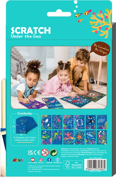 Libro d'arte da grattare Avenir a5 - vita marina - 15 pagine - gioco creativo - 5+