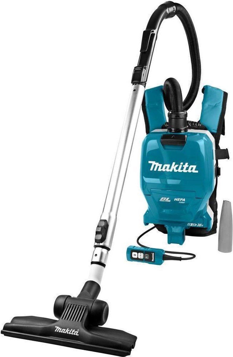 Makita dvc261zx11 - aspirapolvere - blu - li-ion - corpo aspirapolvere a zaino con batteria - (2x 18v) incl. 4 pezzi