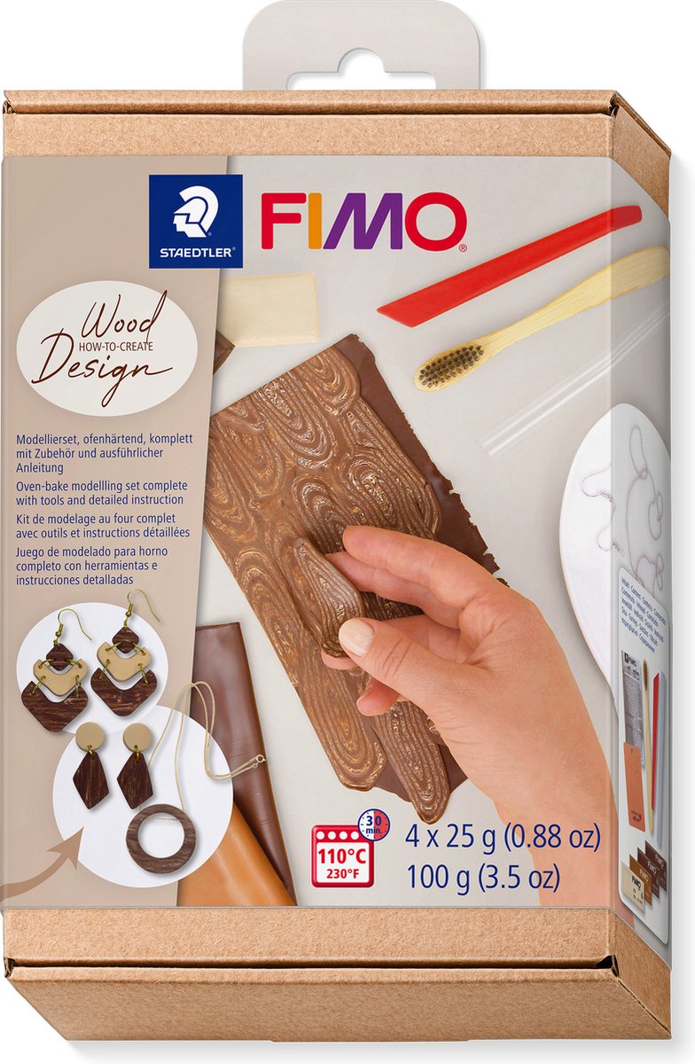 Fimo - pasta da modellare indurente in forno - come creare set - effetto legno