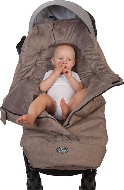 Bo jungle - footmuff buggy universal - water resistant - wind resistant - fleece lining - winter - with hood - washable - anti-slip bottom - stroller - suitable for 5-point harness - thermo foormuff universal beige