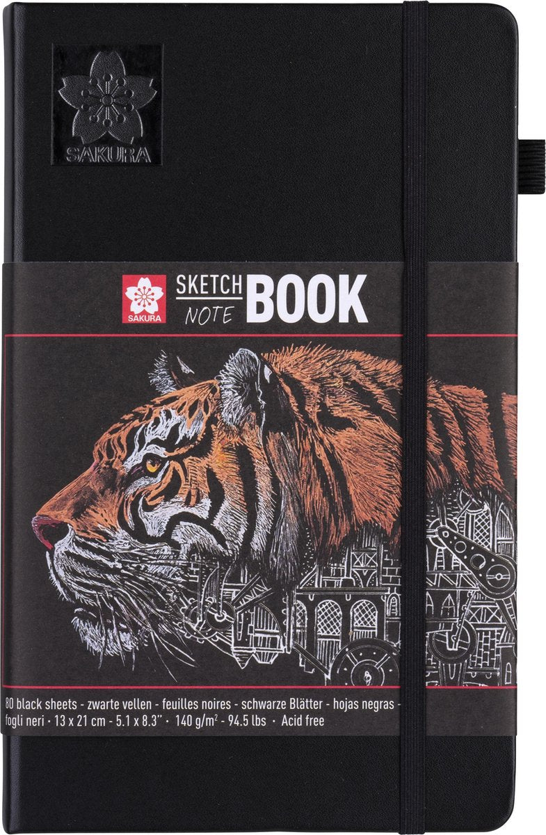 Quaderno per schizzi Sakura 13 x 21 cm 80 pagine carta nera 140 g