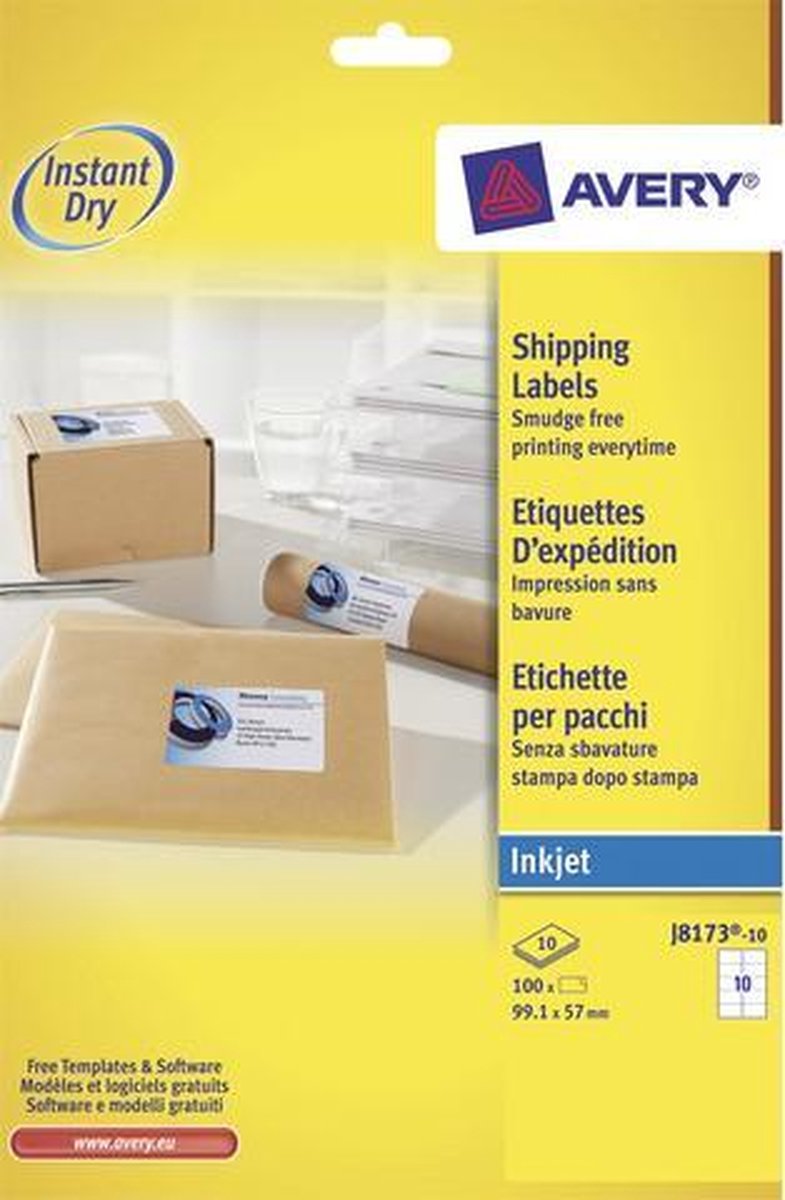 Etichette Avery inkjet 99,1 x 57 mm carta bianca 100 pezzi