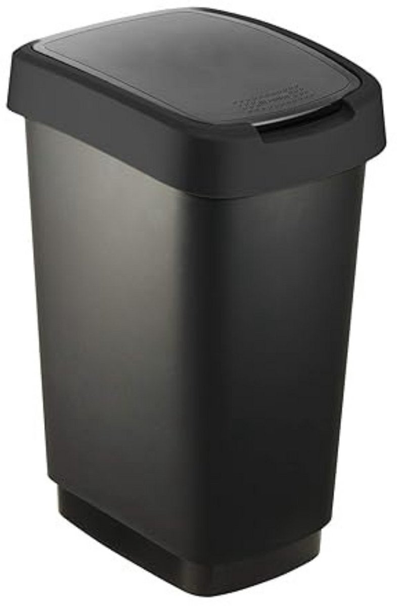 Rotho salsa - cubo de basura - tapa abatible - 50l - sin bpa - negro