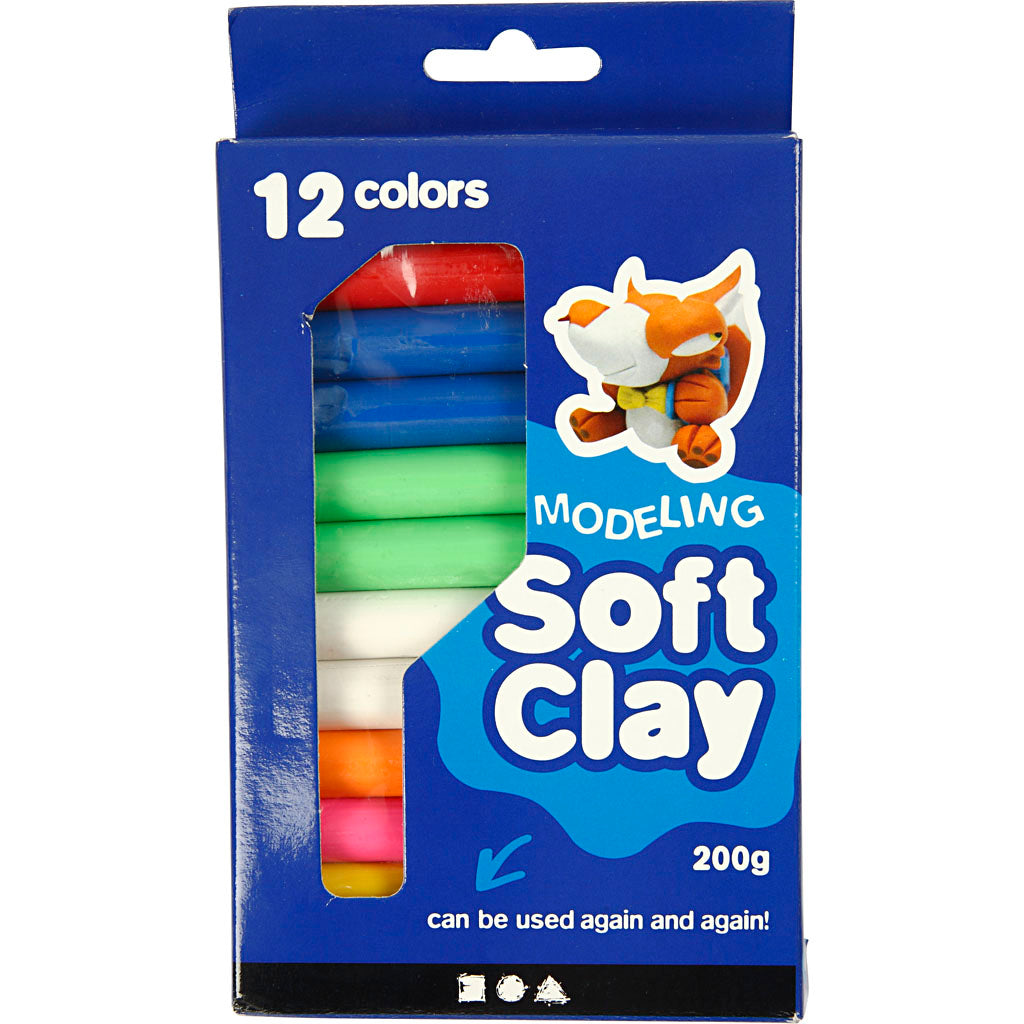 Set di argilla morbida con vari colori, 200gr.