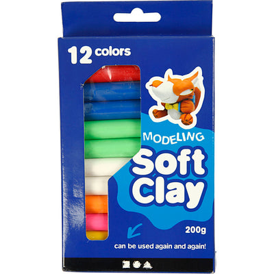 Set di argilla morbida con vari colori, 200gr.
