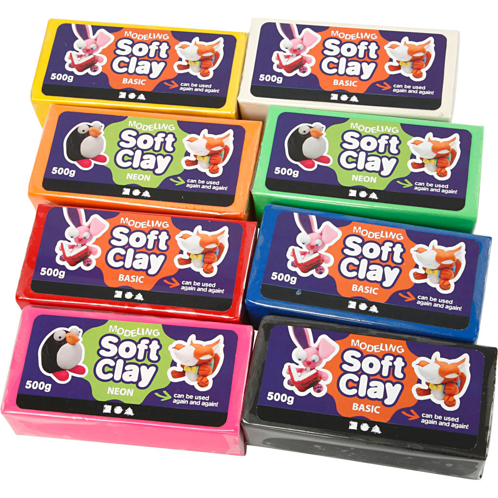 Creativ company modeling clay, various colors, 8x500 gr 1 box