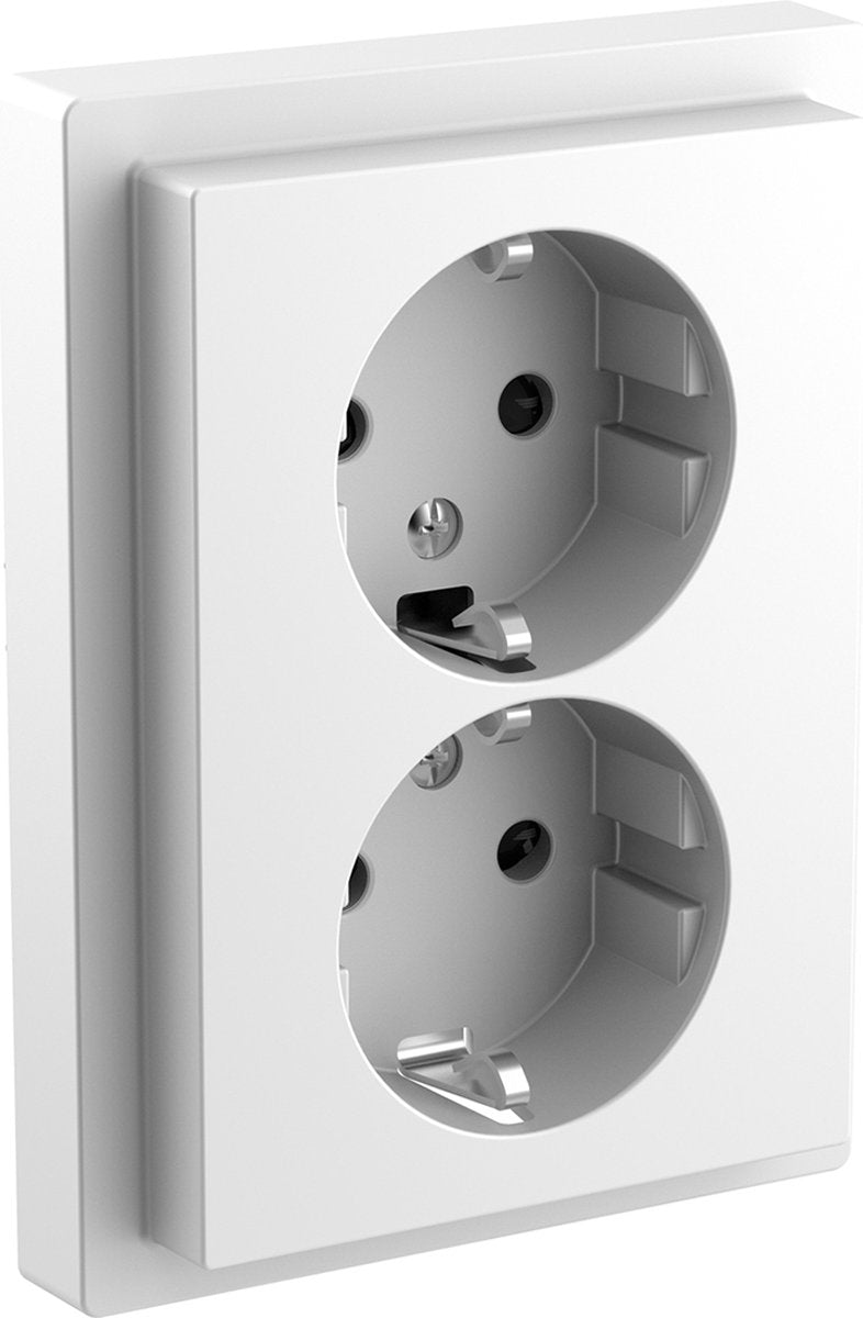 Presa doppia Schneider electric - incasso - con terra - 2v - verticale - sicurezza - bianco loto - d-life - - mtn2420-6535