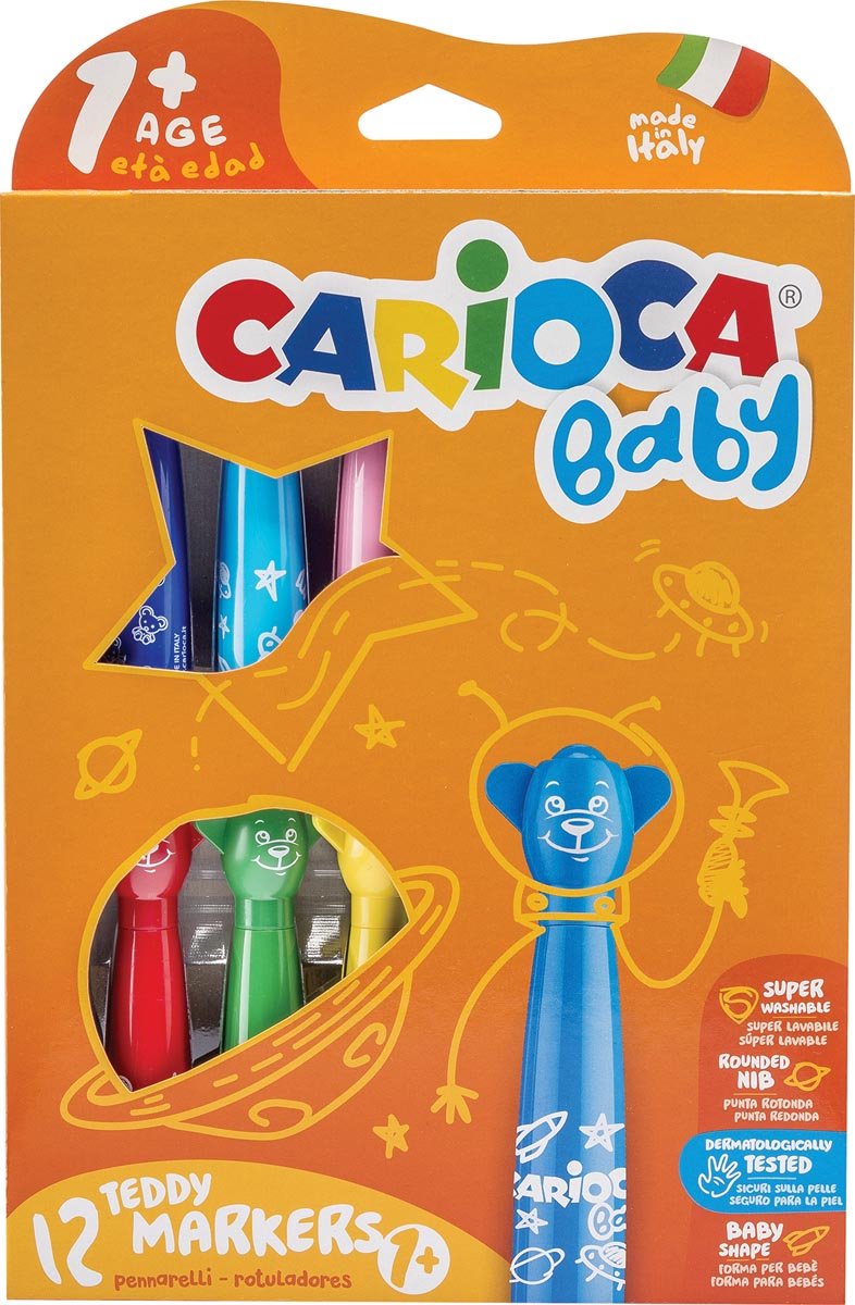 Carioca set de rotuladores teddy rotulador 1+ multicolor 12 piezas