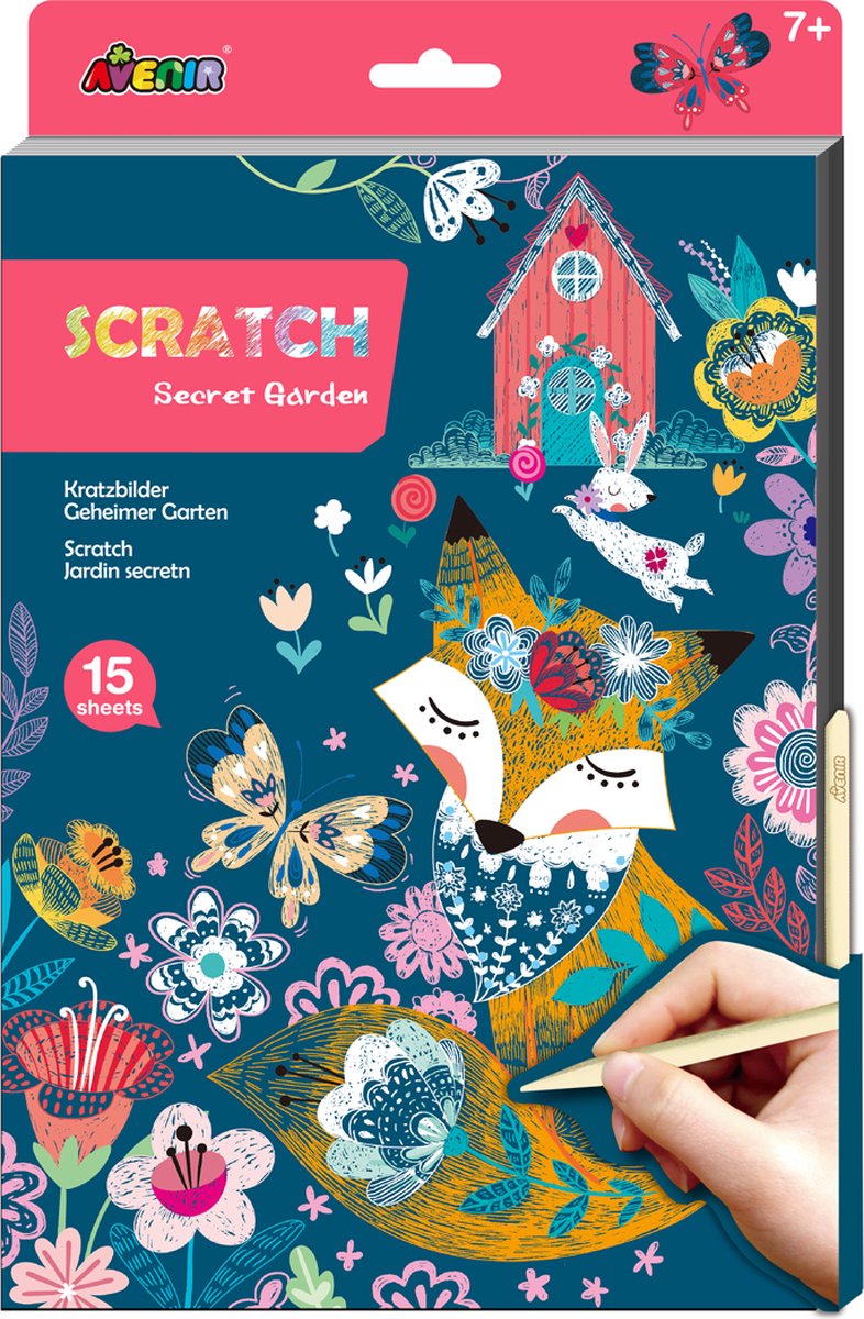 Avenir scratch art book a4 - secret garden - 15 pages - 7 years