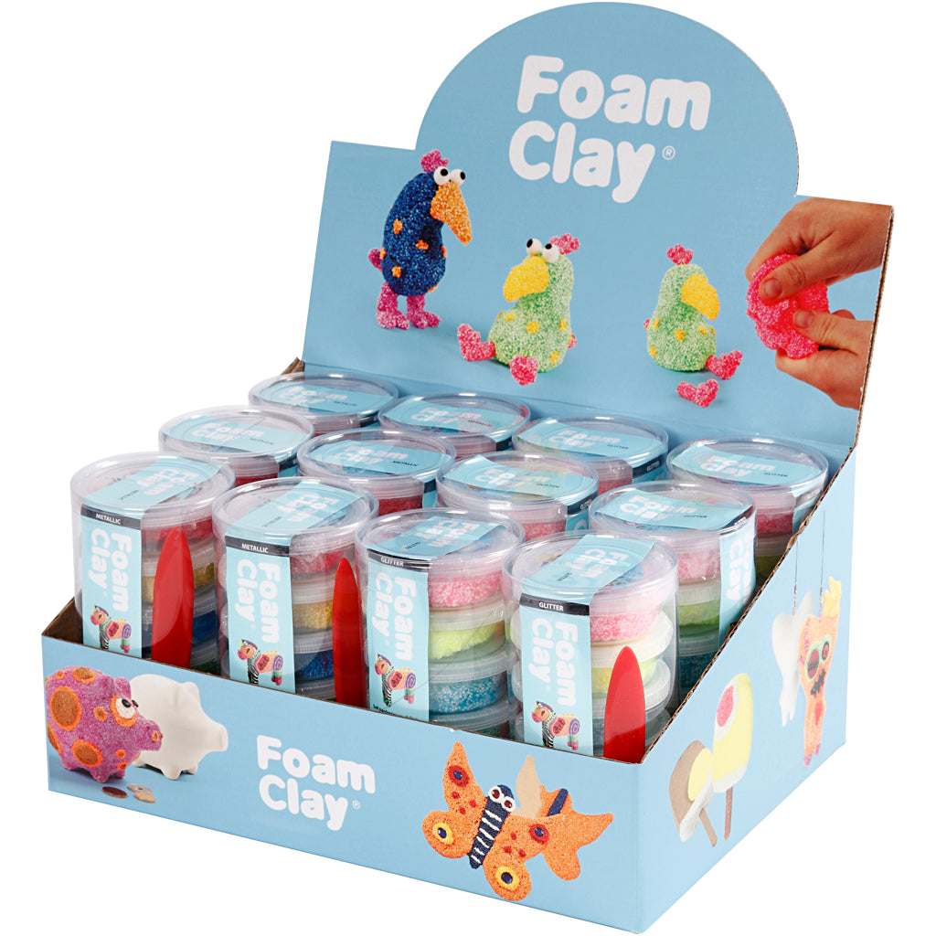 Foam clay ®, colori glitter, colori metallizzati, set da 12 1 scatola