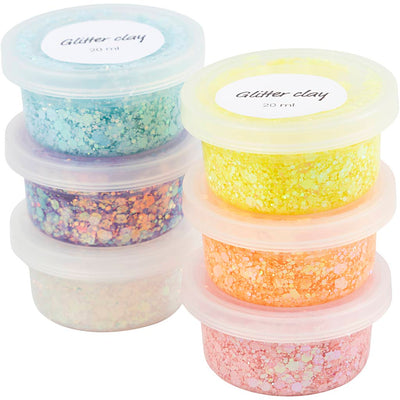 Creativ company arcilla con purpurina colores pastel 6x20 ml 1 caja