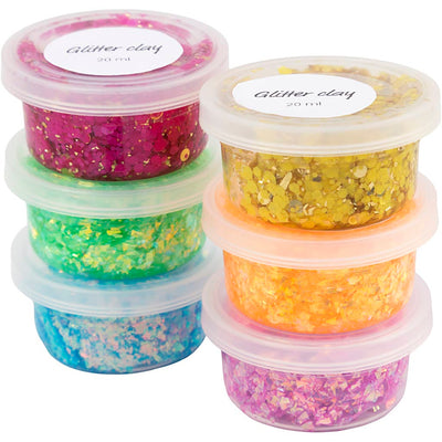 Creativ company arcilla con purpurina, colores alegres, 6x20 ml 1 caja