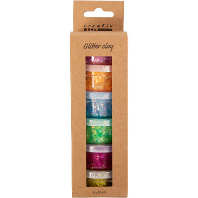Argilla glitter Creative Company, colori allegri, 6x20 ml 1 scatola
