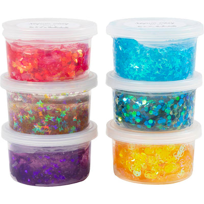 Creativ company arcilla de lentejuelas, armonía azul verde, armonía rosa violeta, 6x60 gr 1 caja