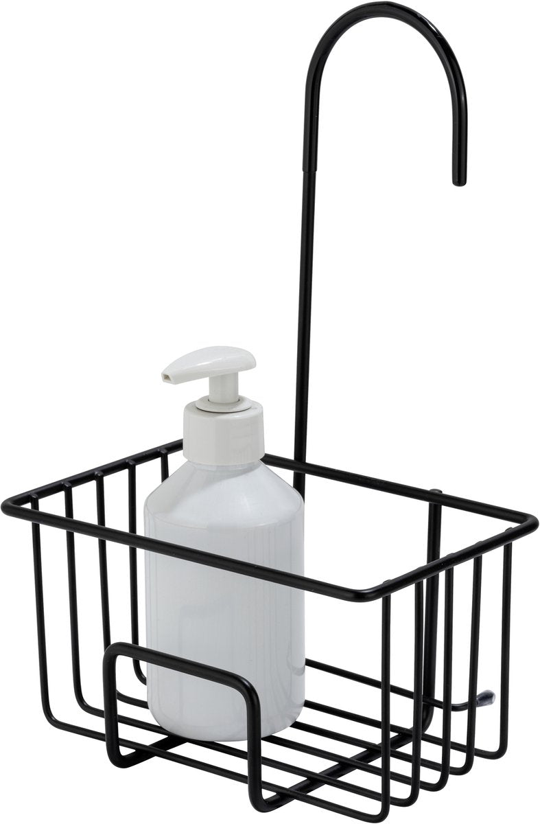 Wenko doucherek milito rvs zwart 18x29cm - zonder boren - doucherekje hangend - douchemand - douchecaddy ophangbaar