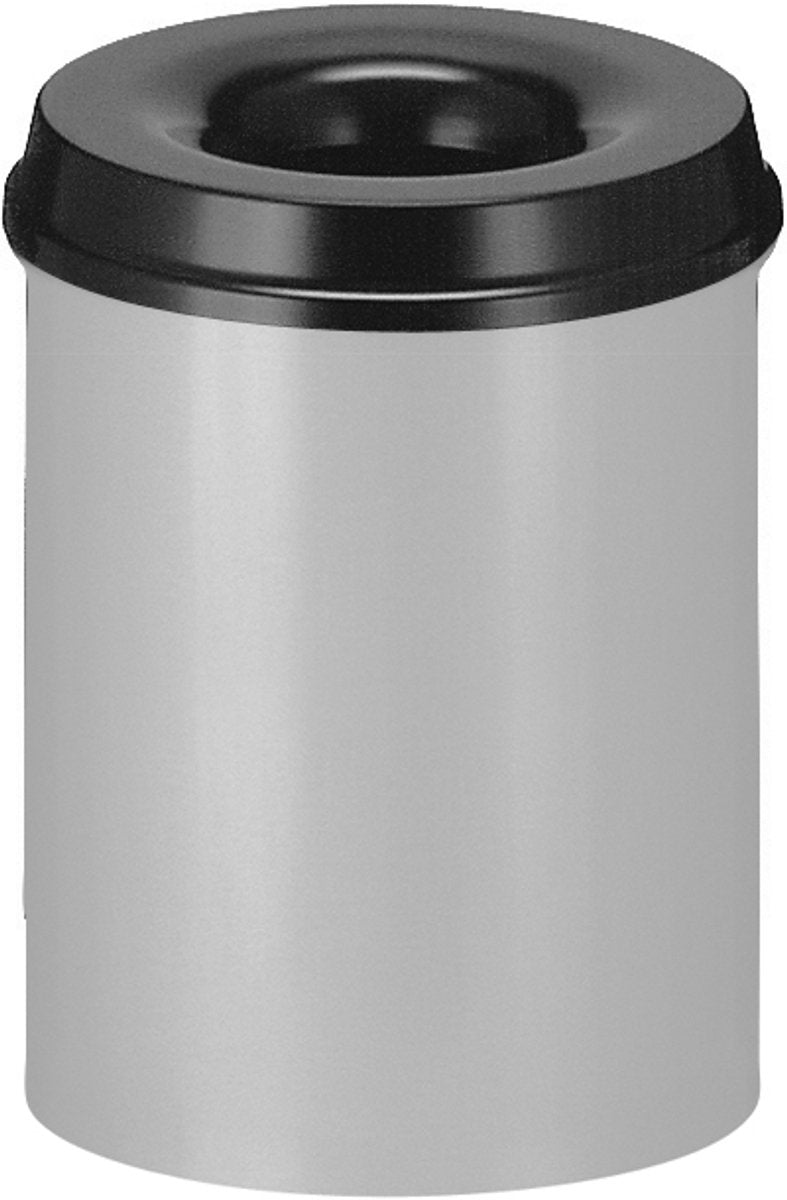 Papelera ignífuga con parte en V - 15 l - aluminio negro