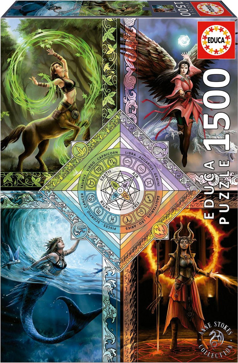 Educa - puzzel - 1500 stuks - elemental magic star chart anne stokes