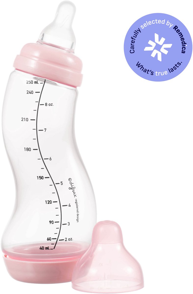 Difrax babyfles natural - 250 ml - roze - 1 stuk - s-fles - anti koliek
