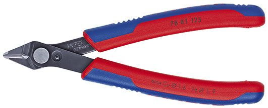 Knipex electronic super knips 78 81 125 elektronica-tang (rood blauw, verbinding met roestvrij stalen klinknagel, draadklem)