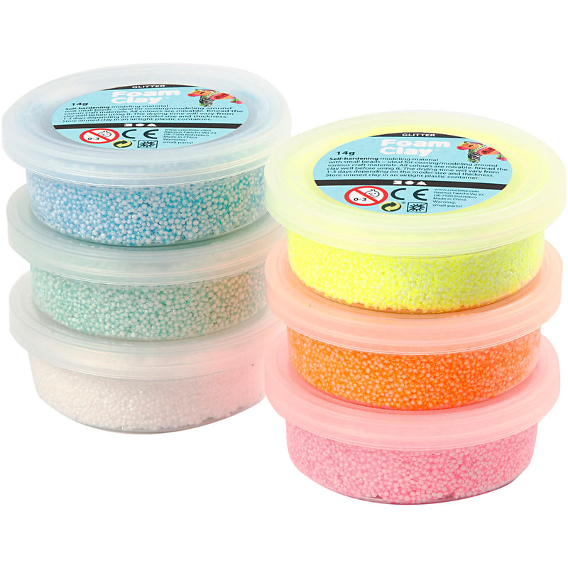 Colores de espuma de arcilla pastel brillo, 6x14gr.